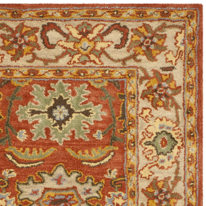 Charlton Home® Cranmore Handmade Wool Rust/Beige Rug & Reviews Wayfair